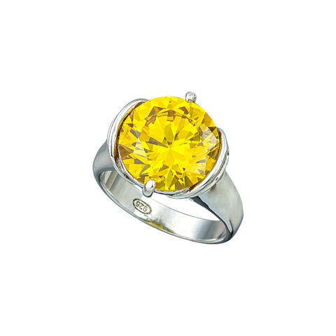 Ασημένιο δαχτυλίδι με κίτρινο ζιργκόν
