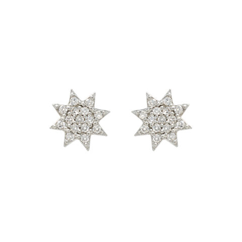 Ασημένια σκουλαρίκια με ζιργκόν σε σχήμα αστεριού