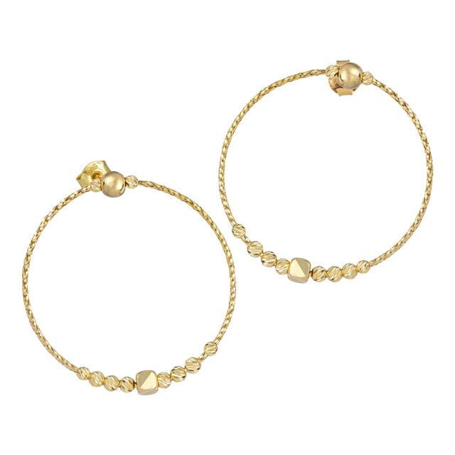Χρυσά σκουλαρίκια Διαμαντέ Κύκλοι