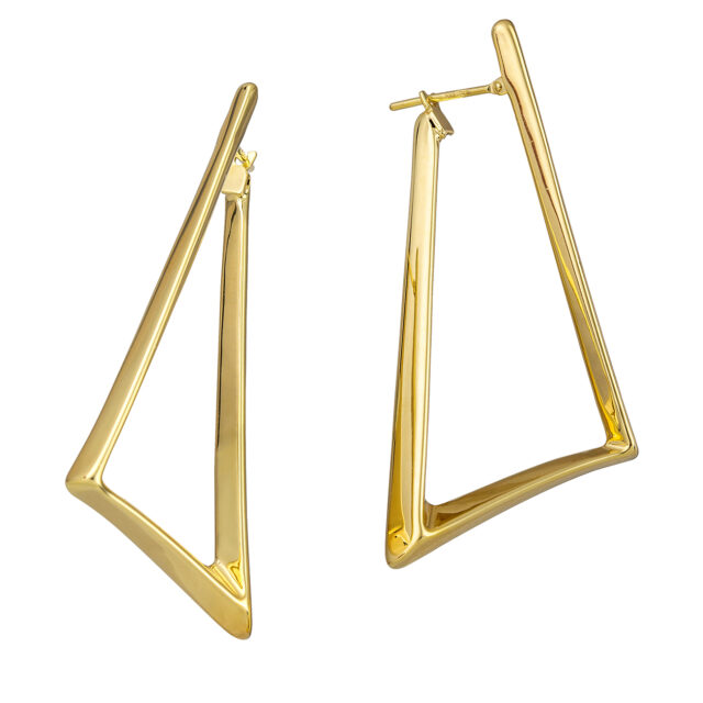 Χρυσά σκουλαρίκια Πλακέ Τριγωνικό
