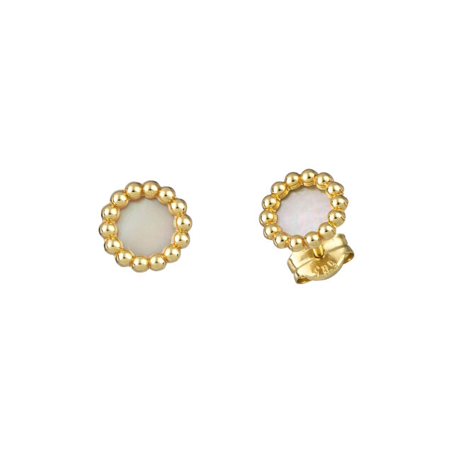Χρυσά σκουλαρίκια Mother of Pearl Κύκλοι