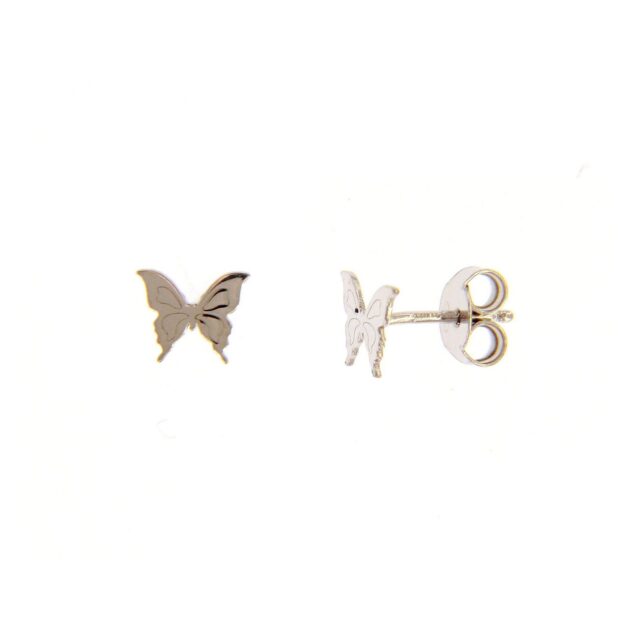 Μικρά ασημένια σκουλαρίκια σε σχήμα πεταλούδας (διάμετρος 0.9 εκ)