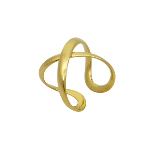 Ασημένιο κίτρινο επίχρυσο δαχτυλίδι που μπορεί να φορεθεί και από τις δυο πλευρέςm ανοιχτής περιμέτρου που δίνει τη δυνατότητα να αυξηθεί