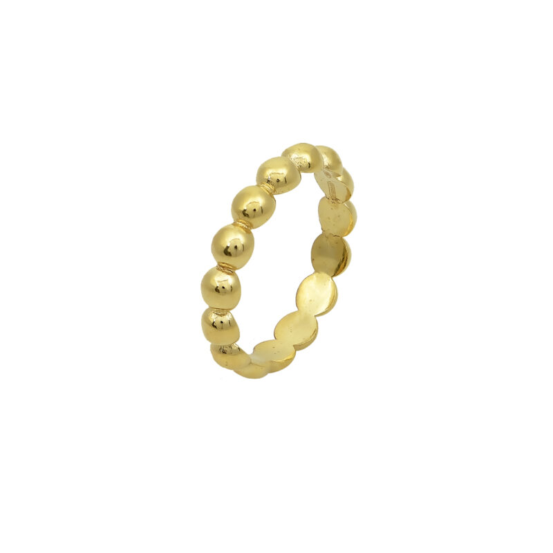 Ασημένιο κίτρινο επίχρυσο δαχτυλίδι με λουστράτα μπιλάκια. Ένα δαχτυλίδι ιδανικό για να φορεθεί καθ' όλη τη διάρκεια της ημέρας.