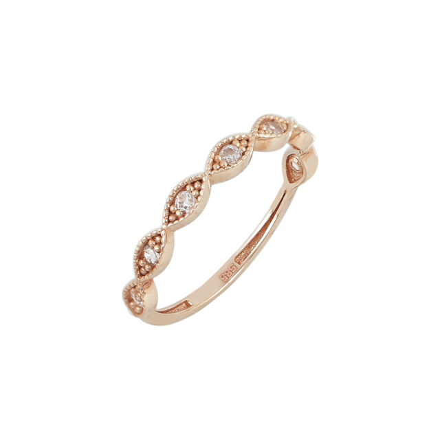 Εικόνα Πρώτη Ροζ χρυσό δαχτυλίδι Πλεξούδα Ζιργκόν