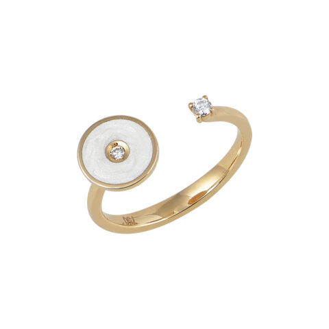 Εικόνα του προιόντος Ροζ Χρυσό Δαχτυλίδι Μπριγιάν Λευκό Σμάλτο