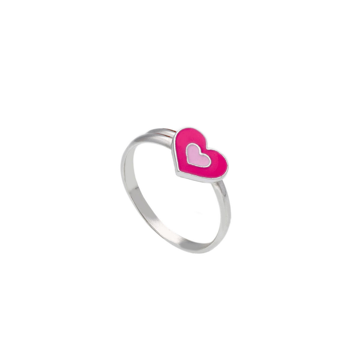 Εικόνα του προιόντος Ασημένιο Δαχτυλίδι Καρδιά Ροζ Σμάλτο