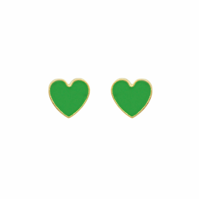 Εικόνα του προιόντος Ασημένια Επίχρυσα Σκουλαρίκια Πράσινη Καρδιά