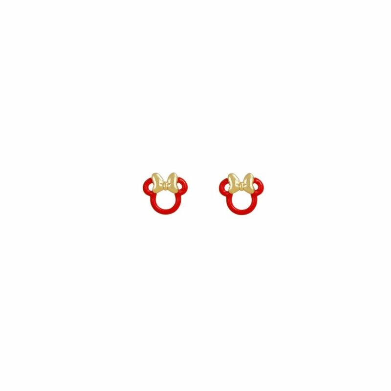 Εικόνα του προιόντος Ασημένια επίχρυσα σκουλαρίκια Minnie κόκκινο σμάλτο